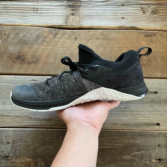 Men Nike Metcon Flyknit 3 Black Matte Silver Gym Trainer Training Shoes Sneakers - Picture 4 of 8